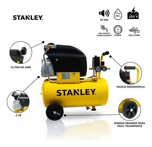 Compresor de aire Stanley 24 litros 2 HP